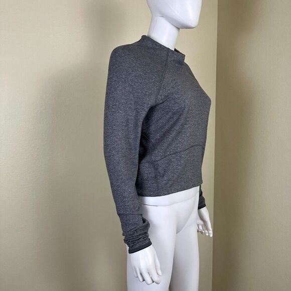 Lululemon Women Size 8 Heathered Slate Hill And Valley Mock Neck Sweater Outdoor - Picture 13 of 15